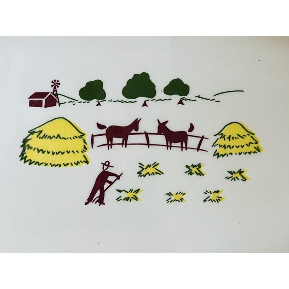 Vintage Brock Of California Serving‎ Platter Farmhouse Yellow Tray Hay Donkey - Picture 7 of 10